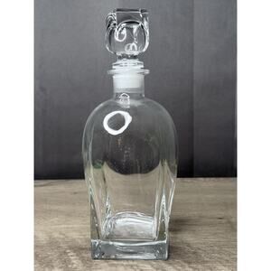 Vintage Luigi Bormioli Fine Crystal Glass Decanter Made in Italy Square Stopper